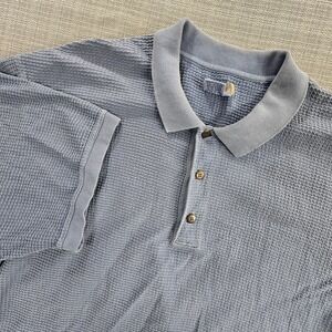 The Territory Ahead Polo Shirt Mens 2XL Blue Waffle‎ Knit Cotton Short Sleeve